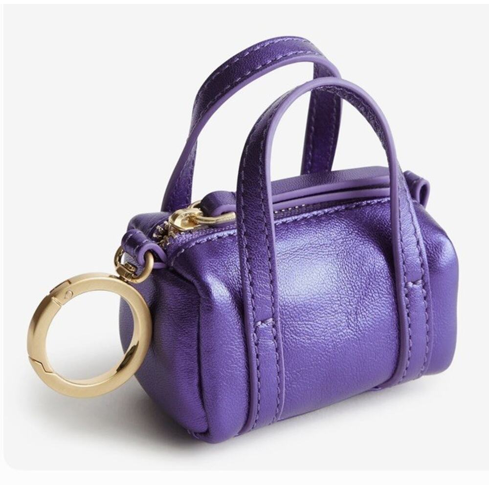*BNWT* Vera Bradley Leather Duffel Bag Charm/Keyring ft. in **Metallic Purple**